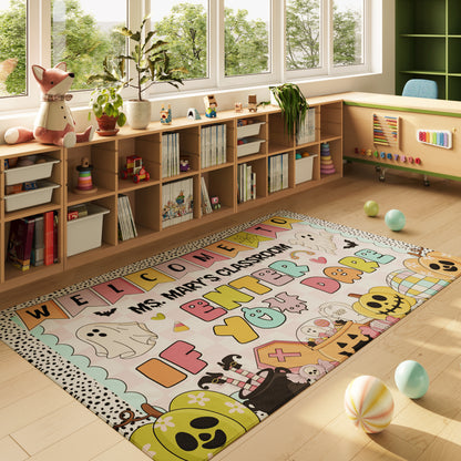 Personalized Halloween Classroom Rug - Enter If You Dare